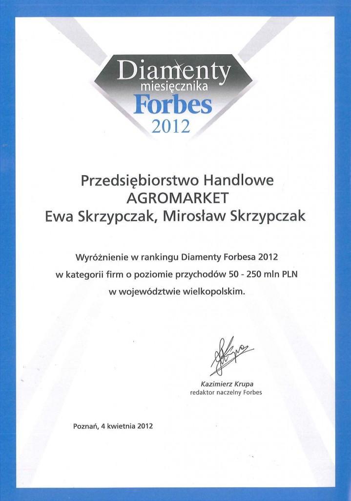Wyróżnienie w rankingu Diamenty Forbesa 2012